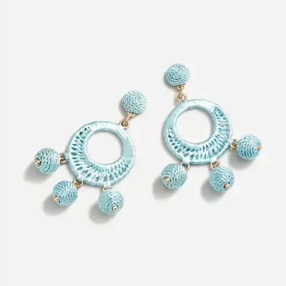 J. Crew Raffia-wrapped triple drop earrings - Picture 2 of 5